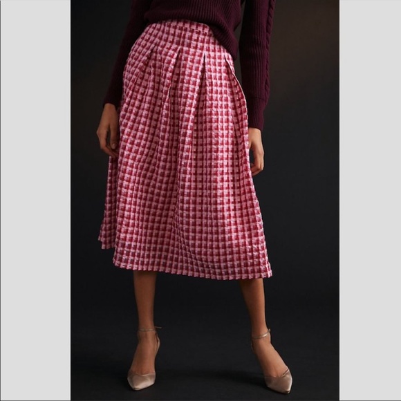 NWT Anthropologie Eva Franco Textured Plaid Skirt - Picture 2 of 10